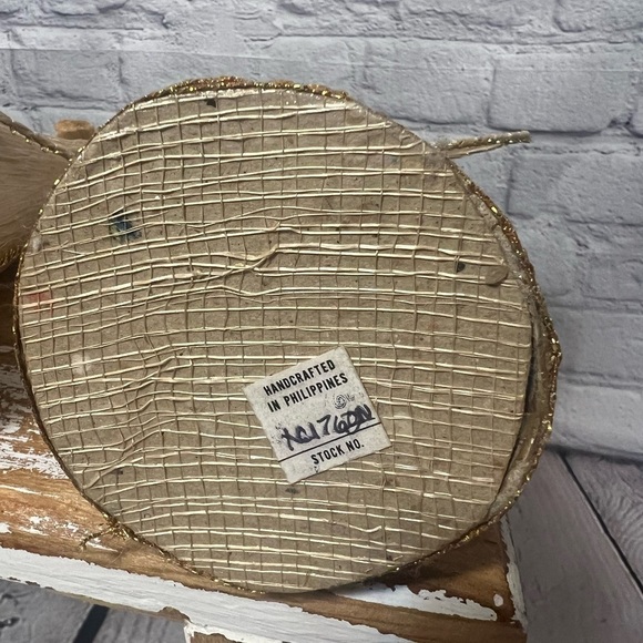 Vintage trio of corn silk angels with gold trim - Picture 3 of 5